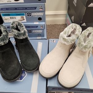 Khombu Women's Iris Cream Suede Leather All Weather Water Resistant Ankl…